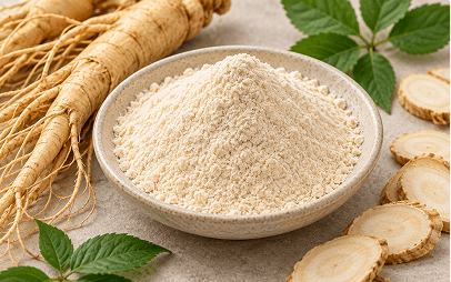 Bowl of Panax ginseng extract powder