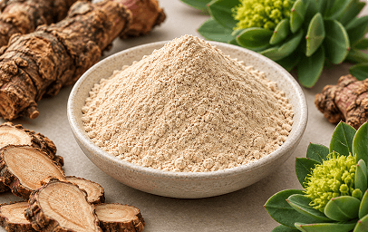 Bowl of Rhodiola rosea extract powder